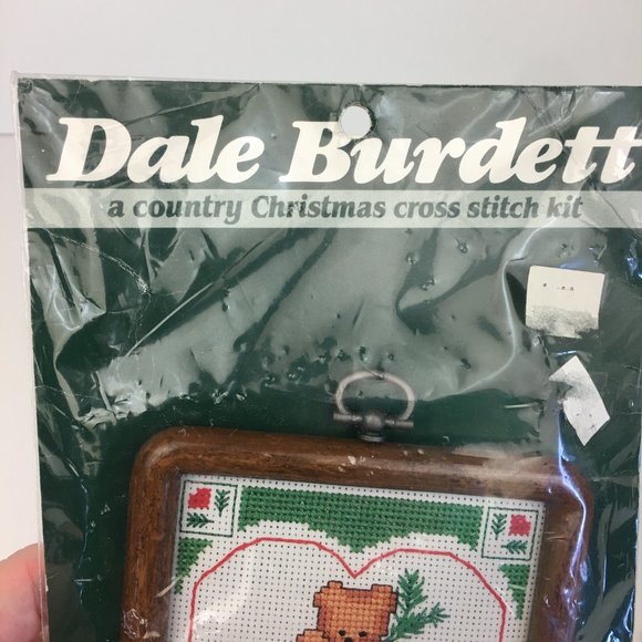 Vtg 1987 Dale Burdett Country Christmas Cross Stitch Kit Teddy Bear in Stocking - Picture 6 of 9